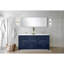 Meuble-lavabo double bleu marine 72 po X P 20 po D, avec plateau en marbre de culture-623047251