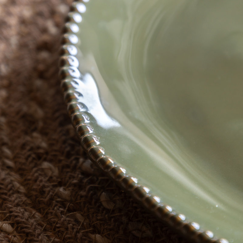 Organic Beaded Dinner Plate Olive (4pk) D280mm