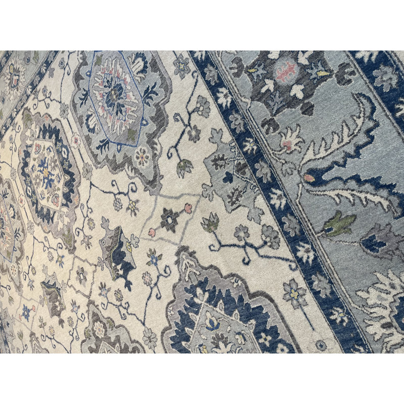 Oushak Oriental Area Rug in Blue/Ivory/Gray