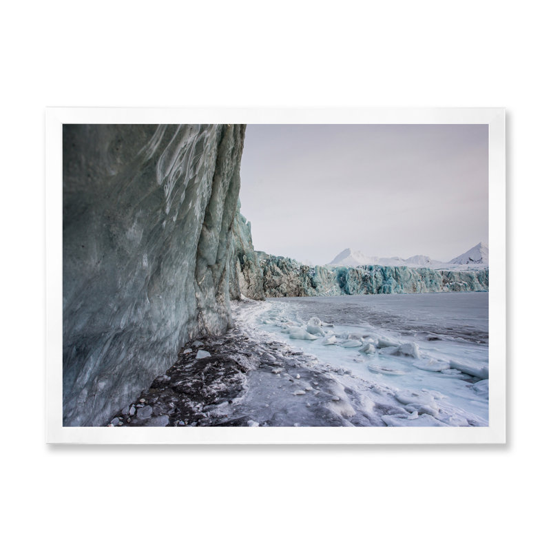 Magnifique image d'un mur de glace - peinture sur toile, H 16 po x l 32 po, Toile blanche avec cadre d'angle fermé