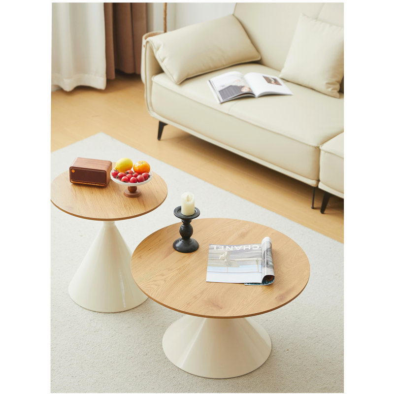 TABLE RONDE BLANC + BOIS