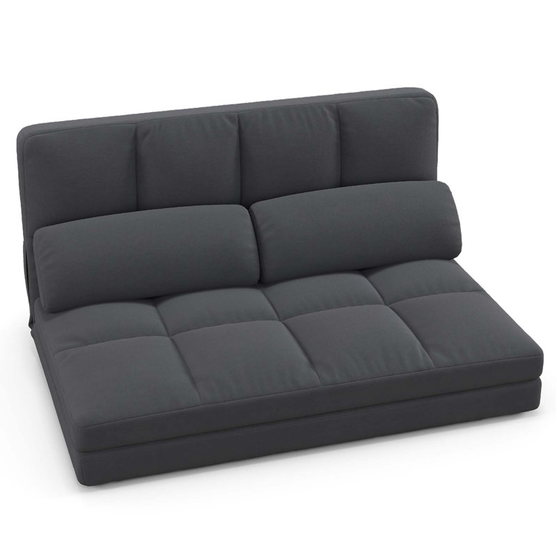 Wrought Studio? Housse de sol en velours pour lit avec 2 coussins ajustables 6 positions, Velours gris foncé