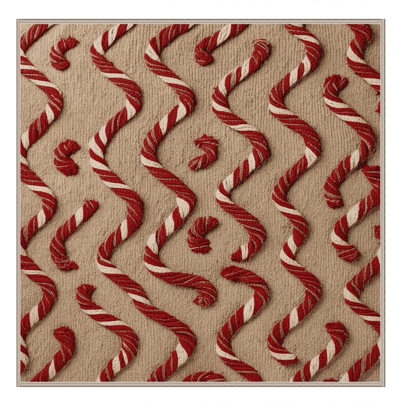  Tapis lavable à motif de cannes de bonbon, Carré 5 pi