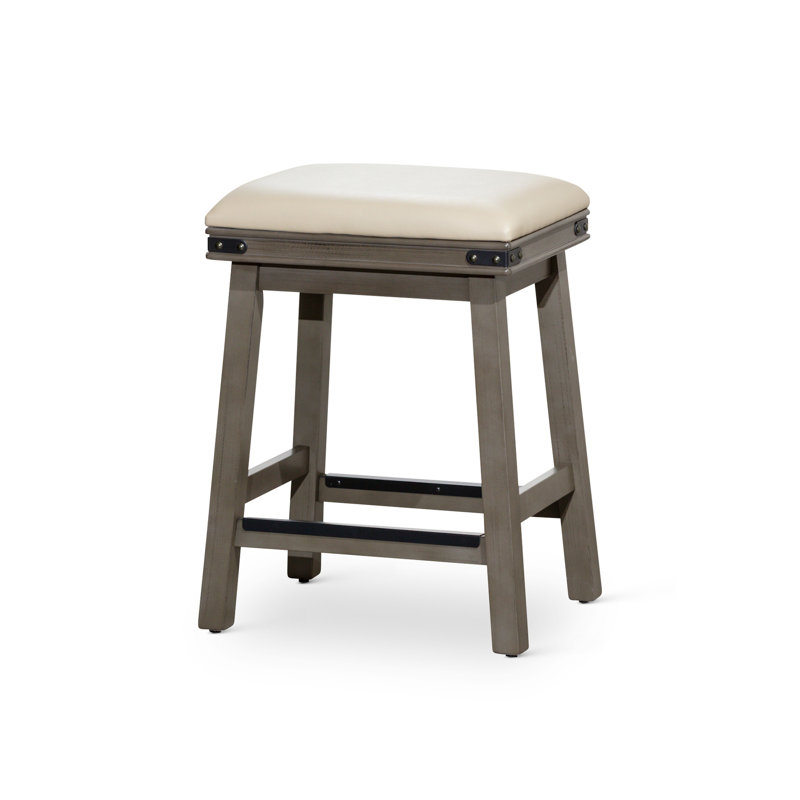 Tabouret de comptoir de 24 po gris vieilli avec siège en cuir français - offre une base de cadre de solution élégante pour une utilisation durable