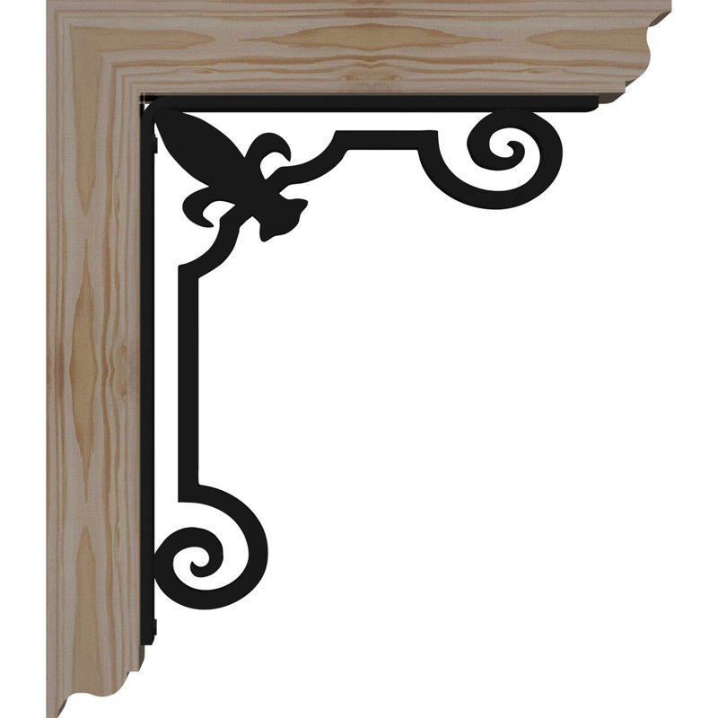 Fleur De Lis Triple Brace Ironcrest Bracket, 14"H x 11 1/2"D, 4"W x 2"T Douglas Fir (Rough Sawn)
