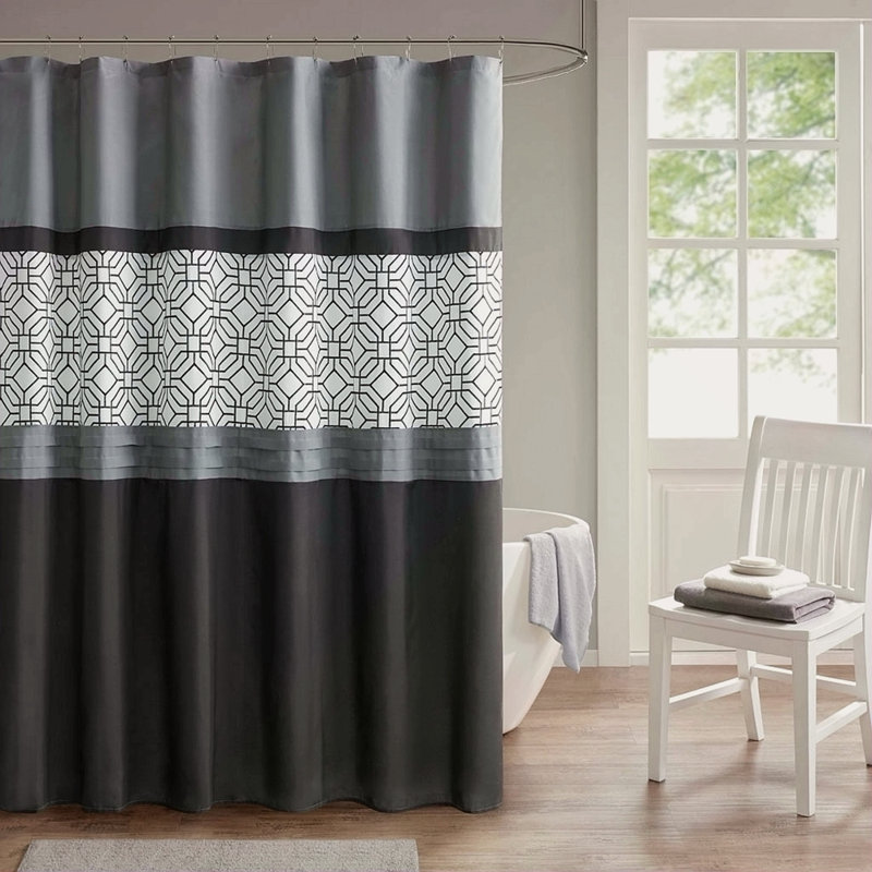 Embroidered And Pieced Shower Curtain