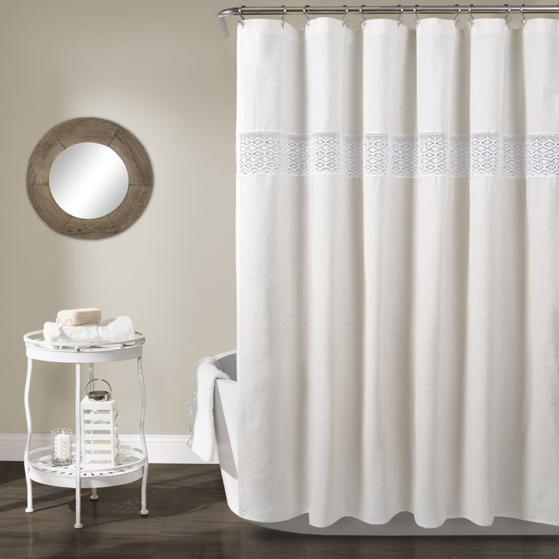 Dana Lace Cotton Blend Shower Curtain, White