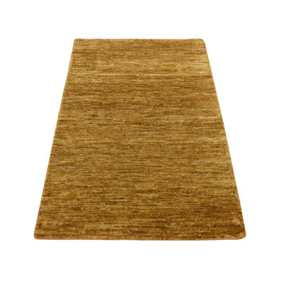 2'0" x 3'1" Copper Brown Plain Solid Design Pure Sari Silk Sample Hand Knotted Rug
