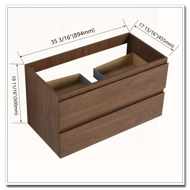 Meuble-lavabo mural sans lavabo, Brown Oak