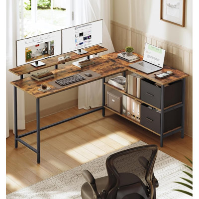 L-Shaped Metal Base Computer Desk
