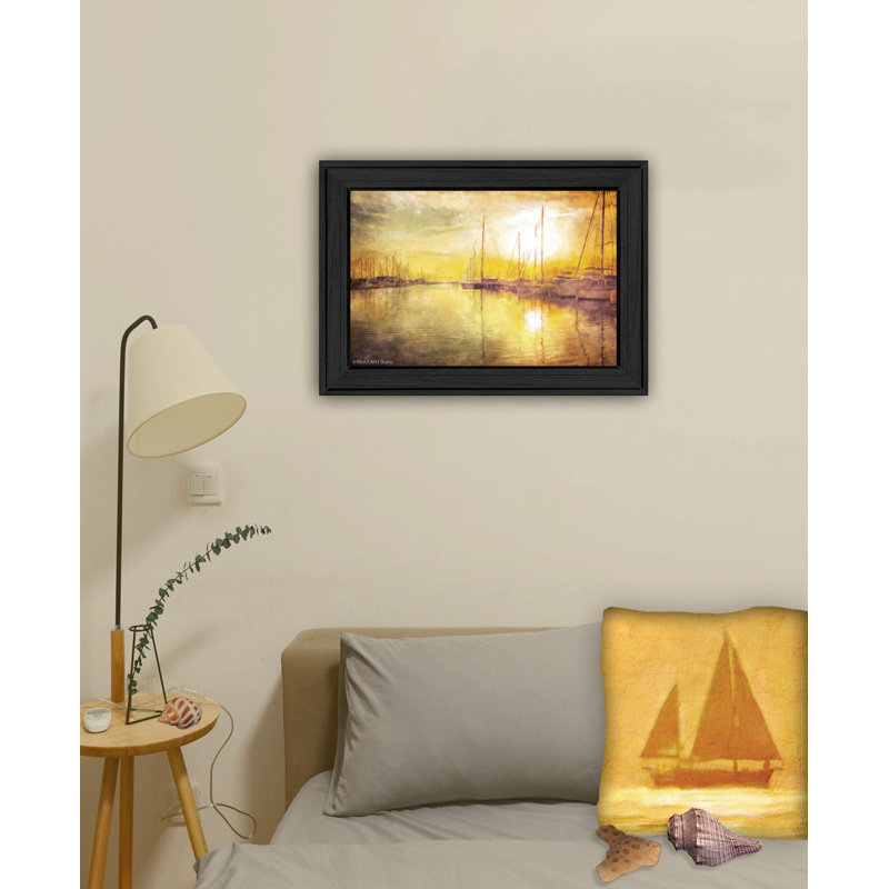 Art mural encadré jaune pour bateaux, décor de la maison par Bluebird Barn