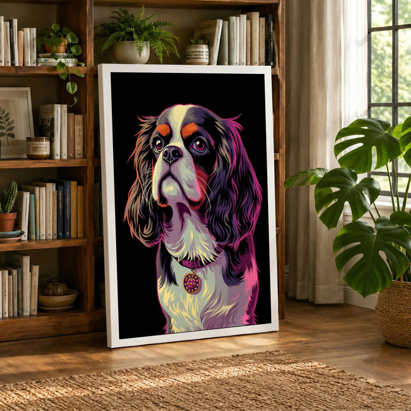 Neon Spaniel Modern - Wrapped Canvas, 24x16 - 61.0 x 40.6 cm, Terracotta Border