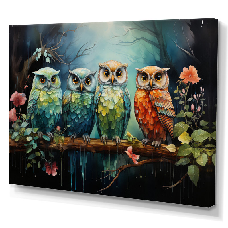 Native Art Guardians Of Forest Framed On Canvas Print, Wrapped Canvas, 16" H x 32" W x 1" D