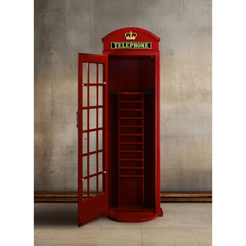 Red Old English Telephone Booth  Pool Cue Rack By RAM Game Room