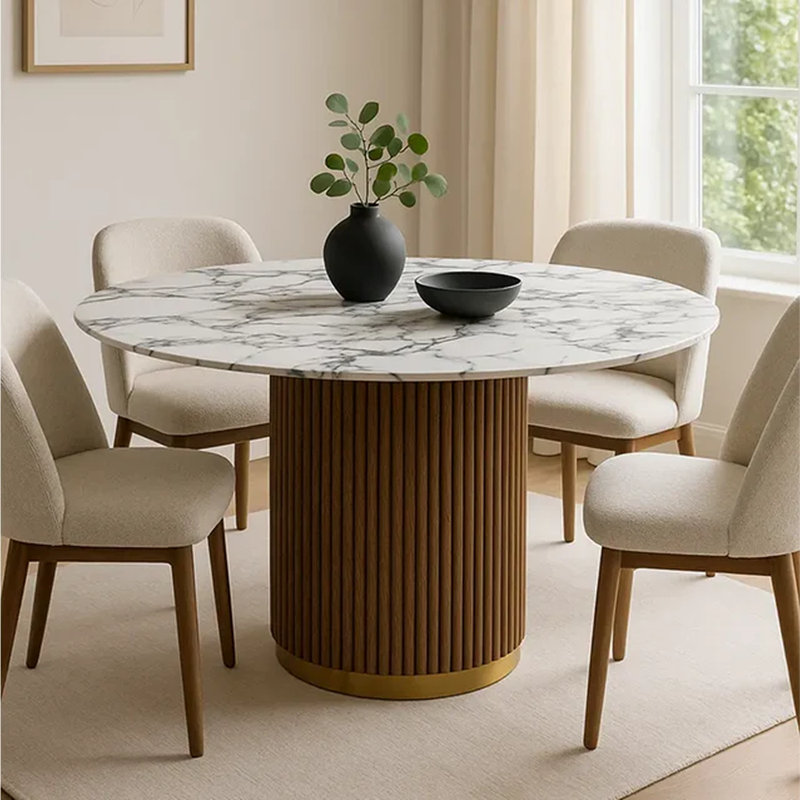 Delone Round Dining Table, White