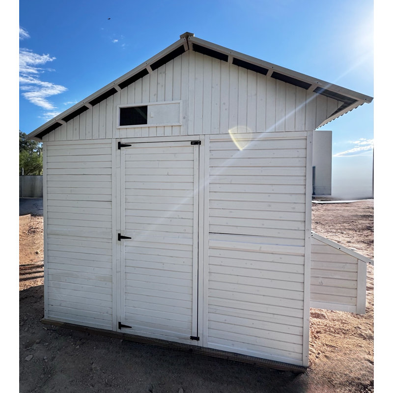 Zylina White Wooden Chicken Coop with Run and Nesting Bays