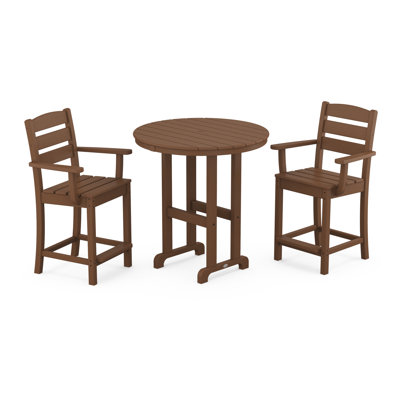 Lakeside 3-Piece Round Farmhouse Arm Chair Counter  Set
