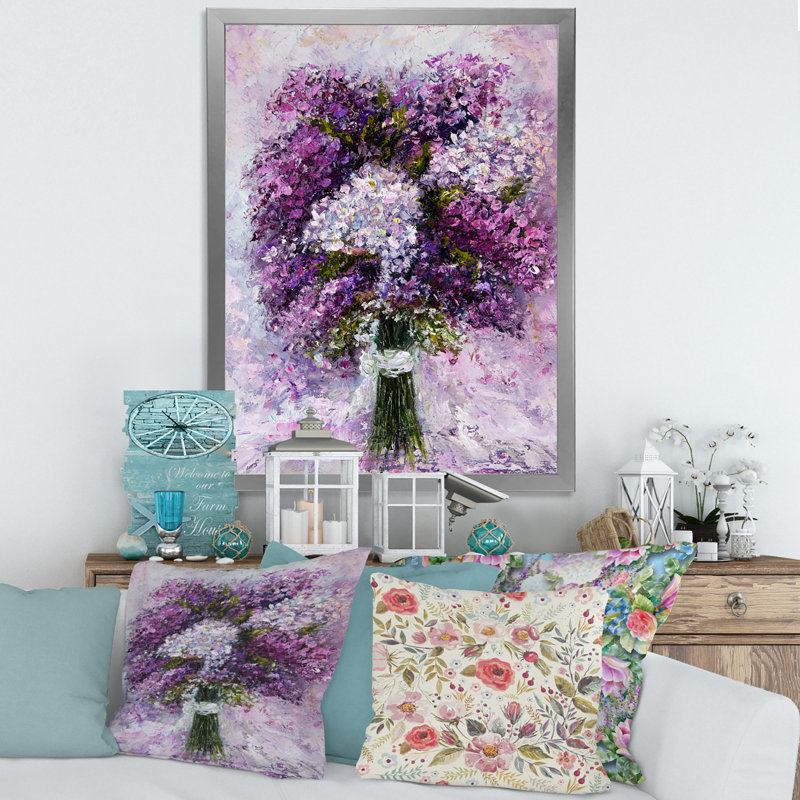 Mauve jacinthe - peinture sur toile encadrée, H 20 po x l 12 po x P 1po, Toile avec cadre argenté