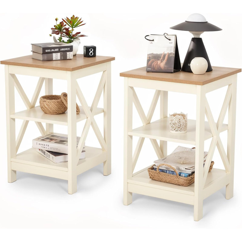 Ensemble de 2 tables de bout style campagnard