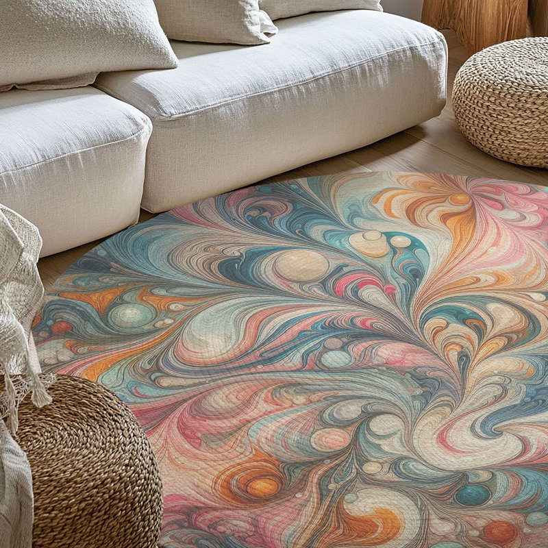 Tapis tressé Color Veins, Rond 5 pi