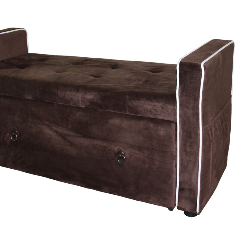 Banc de rangement pour chaussures 22 po, suède brun