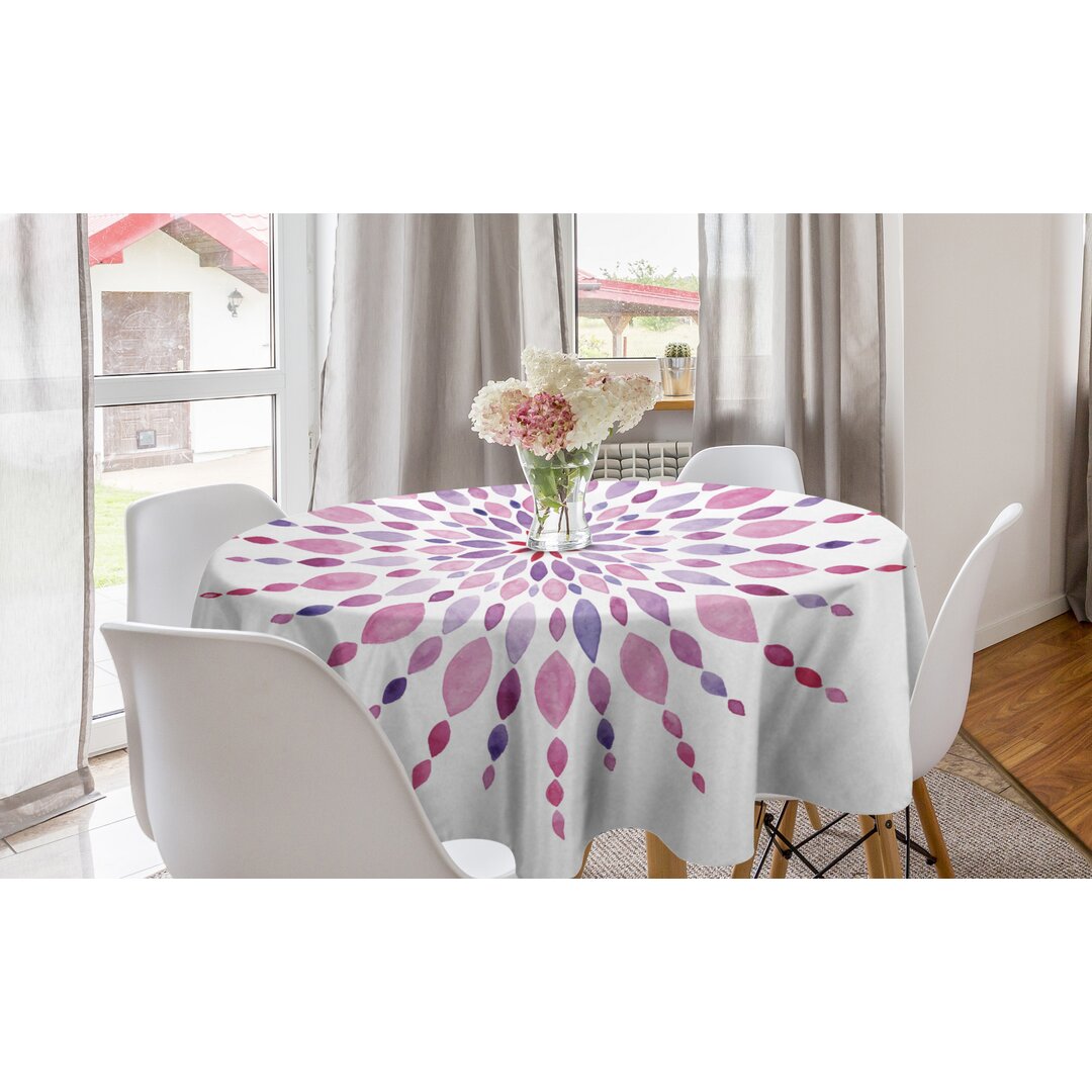 Runde Tischdecke, Tribal Folklore Boho, rosa Mandala, Baby Pink Plum