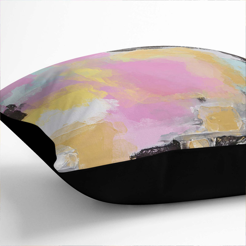 Abstract Square Throw Cushion, Black, 40cm H x 40cm W x 15cm D