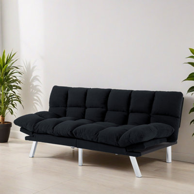 Canapé-lit futon convertible 67,31 po avec accoudoirs ajustables, causeuse pour salon, chambre à coucher, studio, appartement, dortoir, bureau à domicile, petit espace