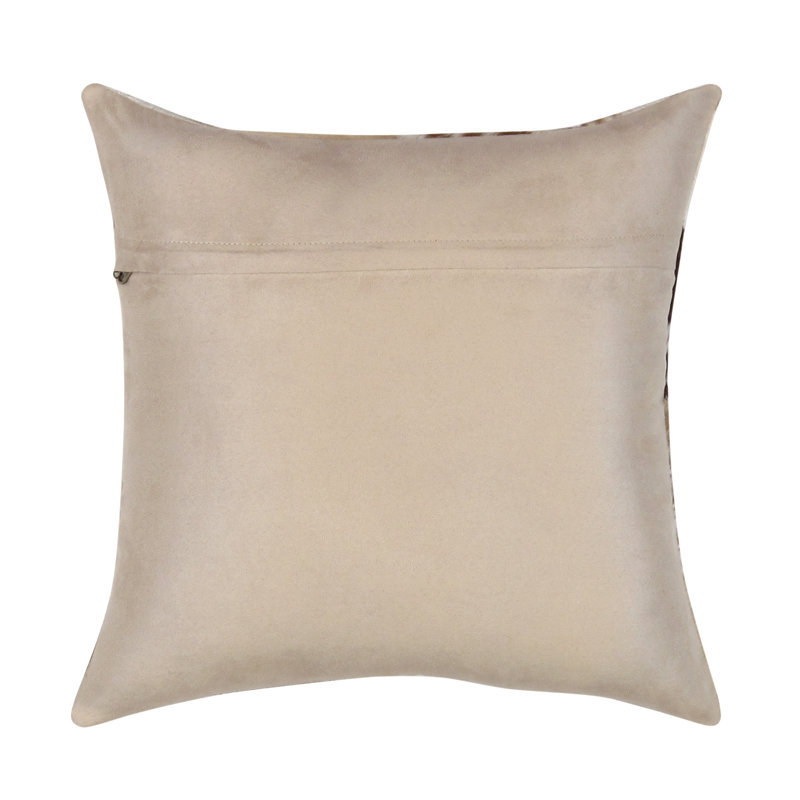 Brown and Ivory Patchwork Cowhide Throw Pillow