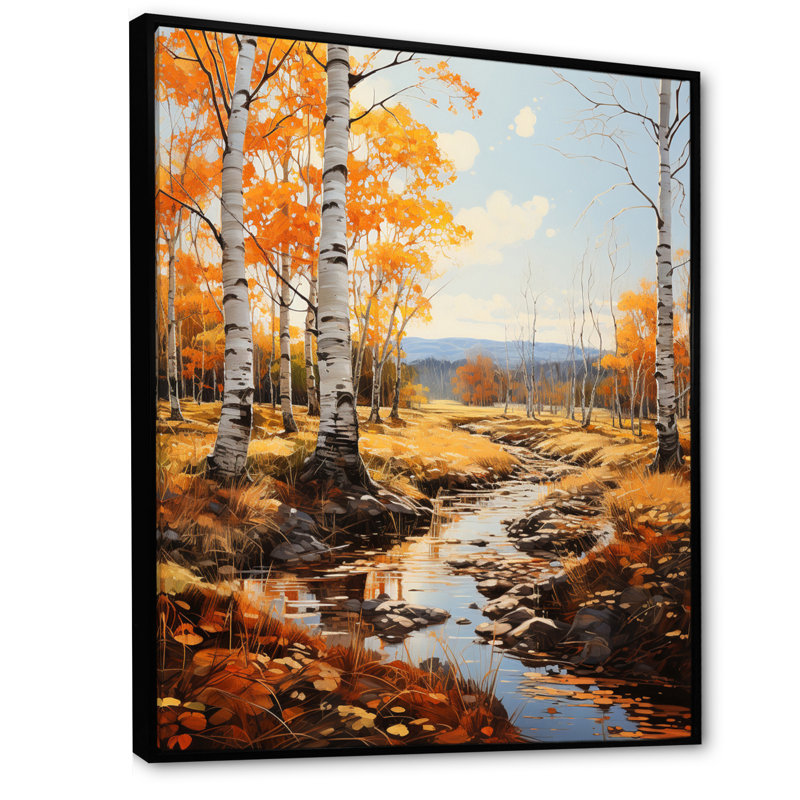 Carveth Birch Woods Autumn Sonata II, reproduction d'art sur toile encadrée, H 32 po x l 24 po x P 1 po, Cadre flottant noir