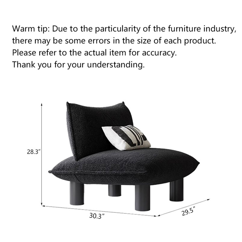 Chaise d'appoint en sherpa granulaire de style crème avec cadre en bois massif pour le salon