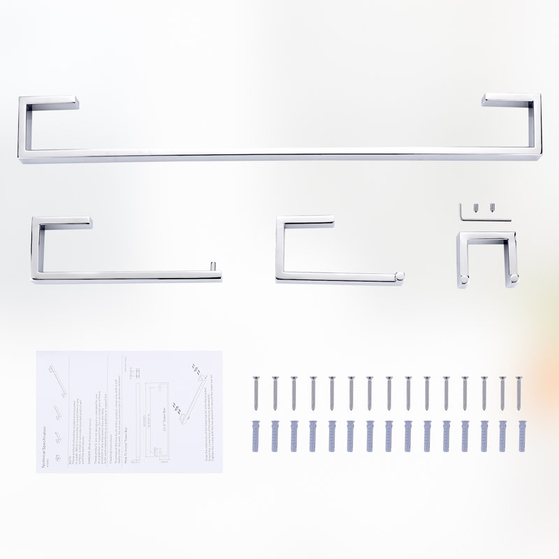 4 - Piece Bathroom Hardware Set, Silver