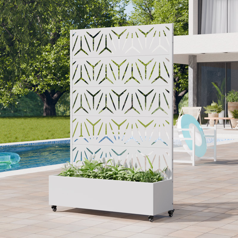 Kore 72 in. H x 47 in. W Planter Box  with Wheels, White