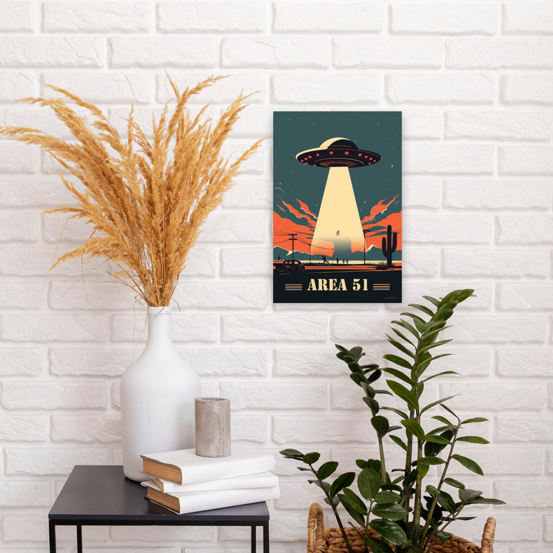 Area 51 UFO Abstract Contemporary Landscape Nature Wall Art Print, 45.72cm H x 30.48cm W