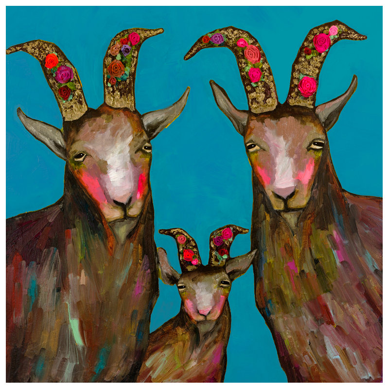 «Goat Family Portrait», reproduction sur toile tendue, H 12 po x l 12 po