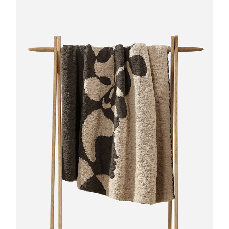 Faces II Knitted Throw Blanket, Mocha/Biscotti