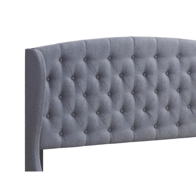 Charterhouse Upholstered Wingback Bed, King, Gunmetal