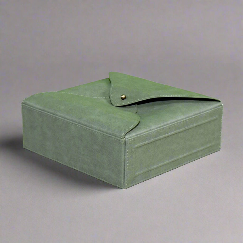 Boîte à bijoux en cuir pour elle, Vert mousse
