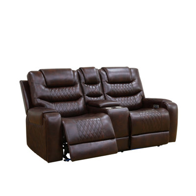 Deauville 74.5" Power Reclining Upholstered Loveseat with Built-in USB Ports/Storage Console by Ebern Designs