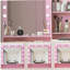 Bureau de coiffeuse avec miroir et lumière, commode de rangement à trois niveaux avec grand tiroir, 3 modes d'éclairage à luminosité réglable, coiffeuse de chambre à coucher (rose)-1439590796