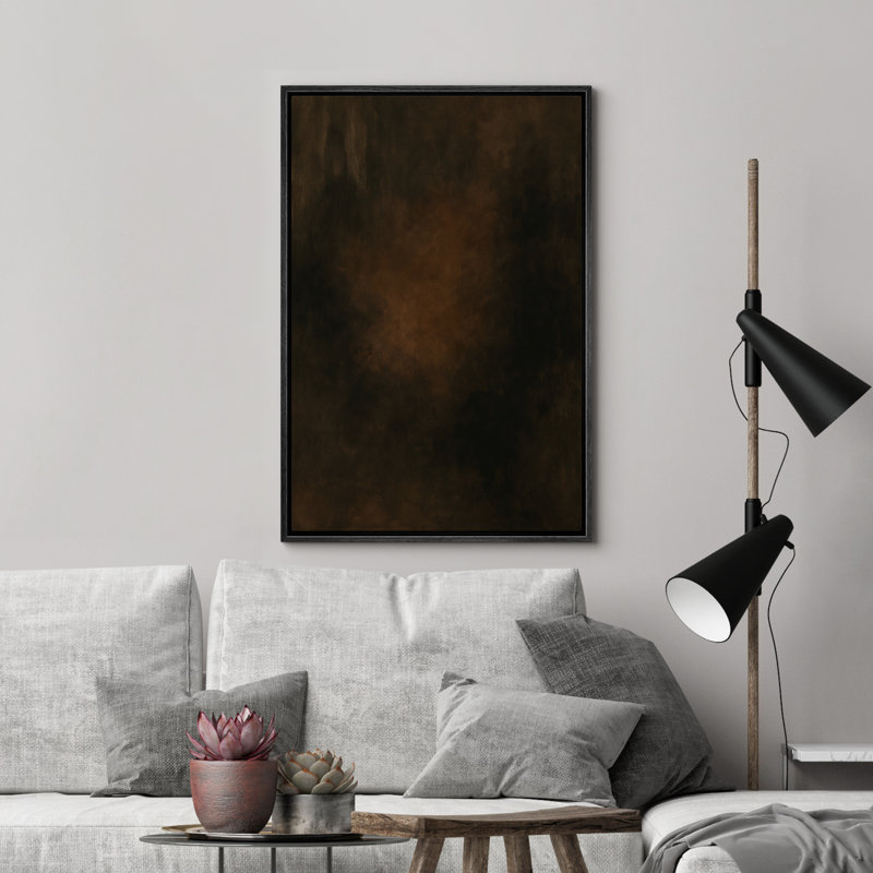 «Dark Brown Gradient Abstract Minimalist Moody Decor», reproduction d'art sur toile encadrée, Noir, H 24 po x l 16 po