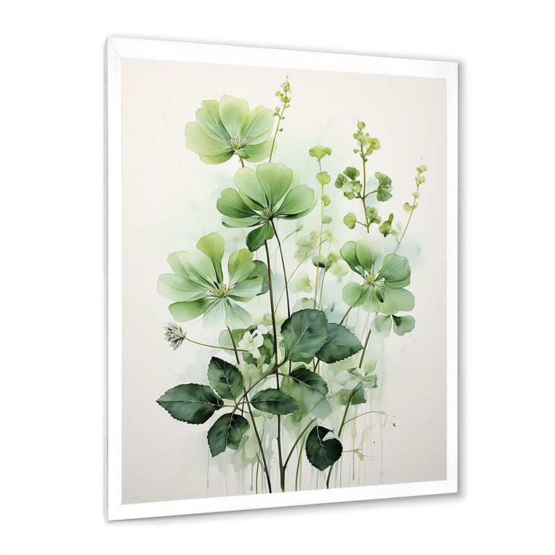 «Greyley Green Minimalisme Shadows of Ferms», reproduction sur toile, H 20 po x l 12 po x P 1 po, Cadre photo blanc