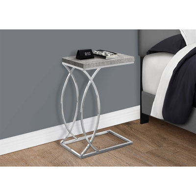 Table d'appoint, en forme de C, bout, côté, collation, salon, chambre à coucher, stratifié brillant, métal chromé, contemporain, moderne