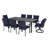 Maynard 9-Piece Black Metal Patio Dining Set With Rectangular Table, 2 Swivel Dining Chairs And Blue Cushions-122878552