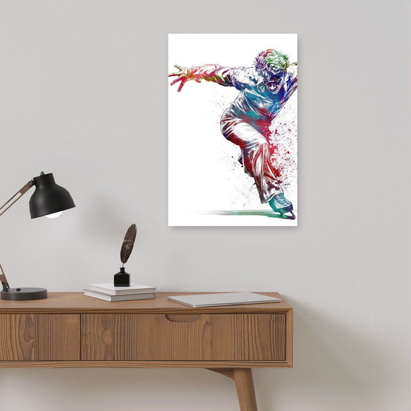 Colorful Ice Skater Abstract Colorful Vibrant Landscape Nature Wall Art Print 1 Piece Wrapped Canvas Wall Art