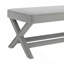 Double banc Comfort recouvert de tissu de velours, tabouret avec pieds élégants en X, coussin confortable avec passepoil, velours gris clair