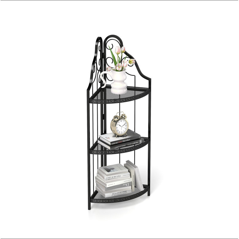 Étagère d'angle à 3 niveaux, étagère autoportante pour bibliothèque, petite étagère pour plante, salon, bureau à domicile, cuisine, petit espace