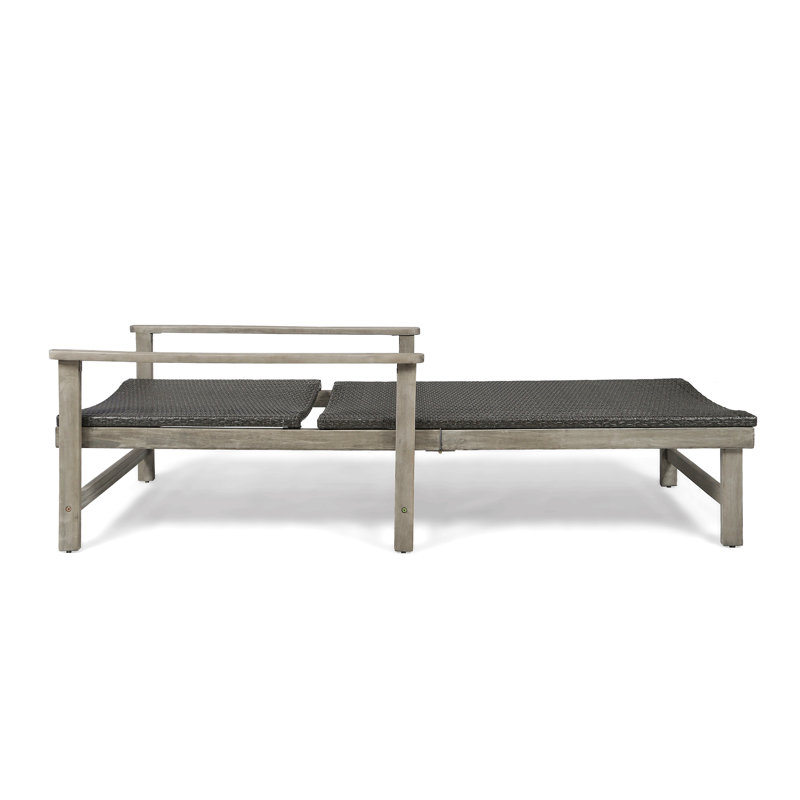 Chaise longue en bois et osier Hampton