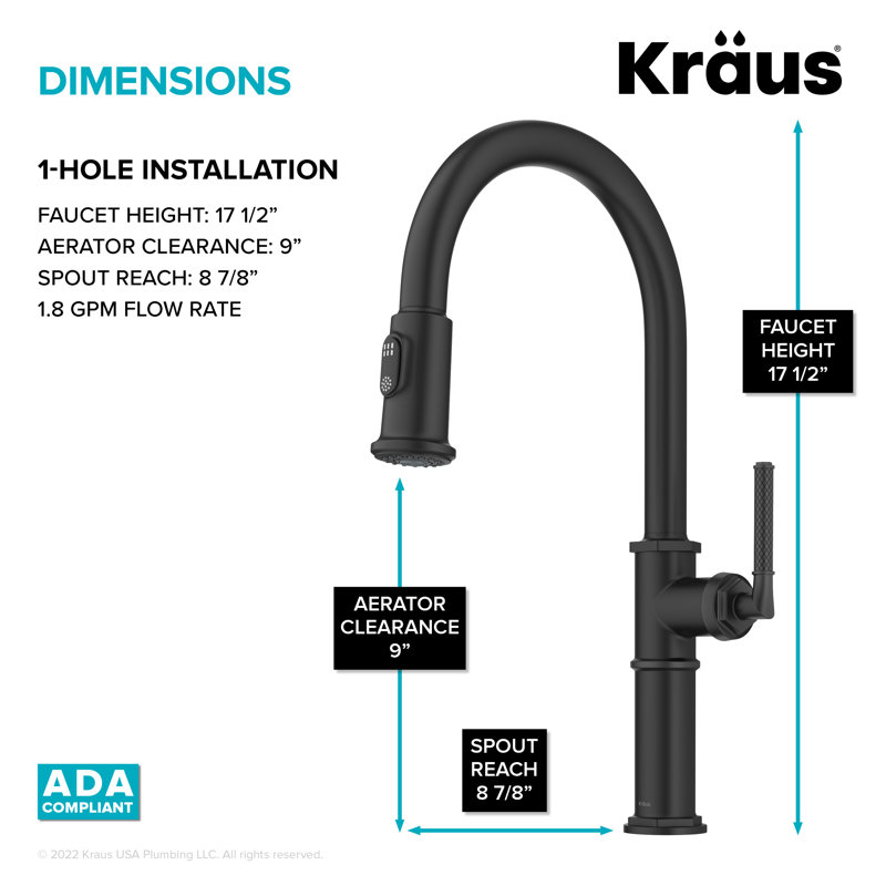 KRAUS Allyn Pull-Down Single Handle Kitchen Faucet, Matte Black