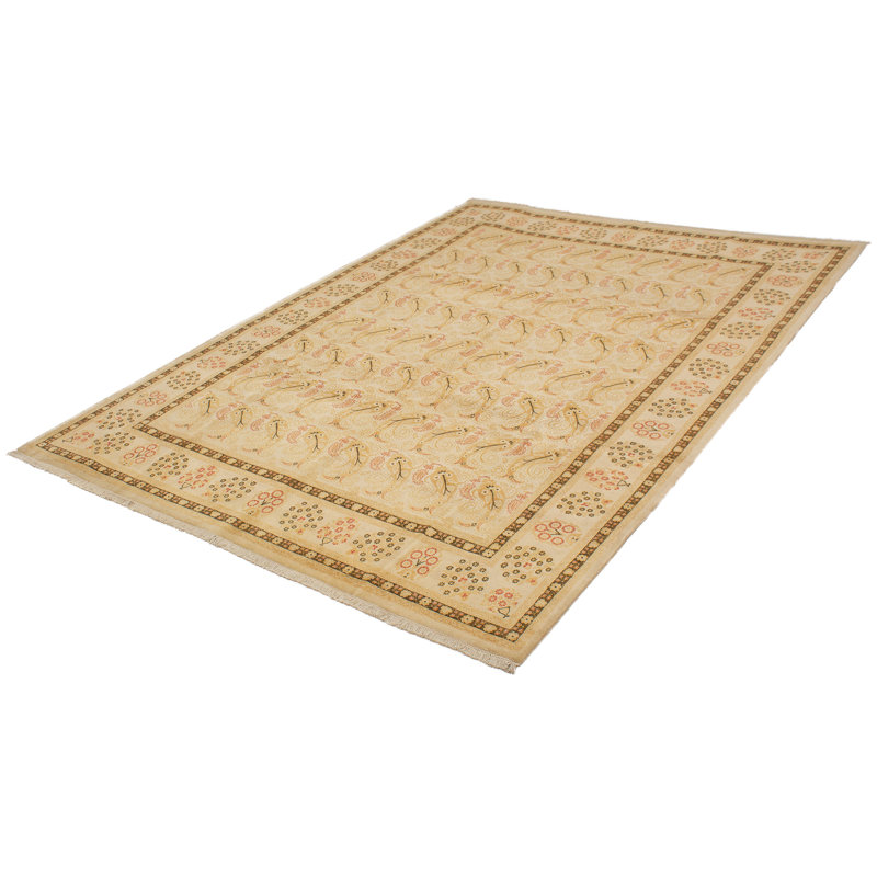 Tapis de surface en laine 9 pi 2 po x 12 pi 5 po à la main one-of-kind-noué la 2010 ushak crème Vorodan
